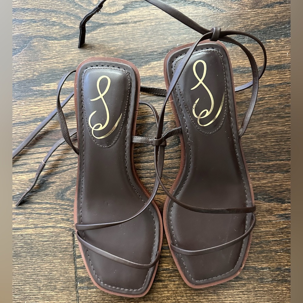 Sam Edelman Chocolate Brown Strappy Kitten Heel Sandals